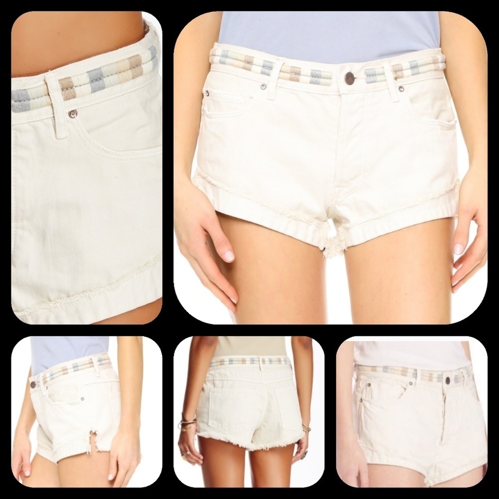 FREE PEOPLE Eliot Embroidered Ivory Soda Shorts